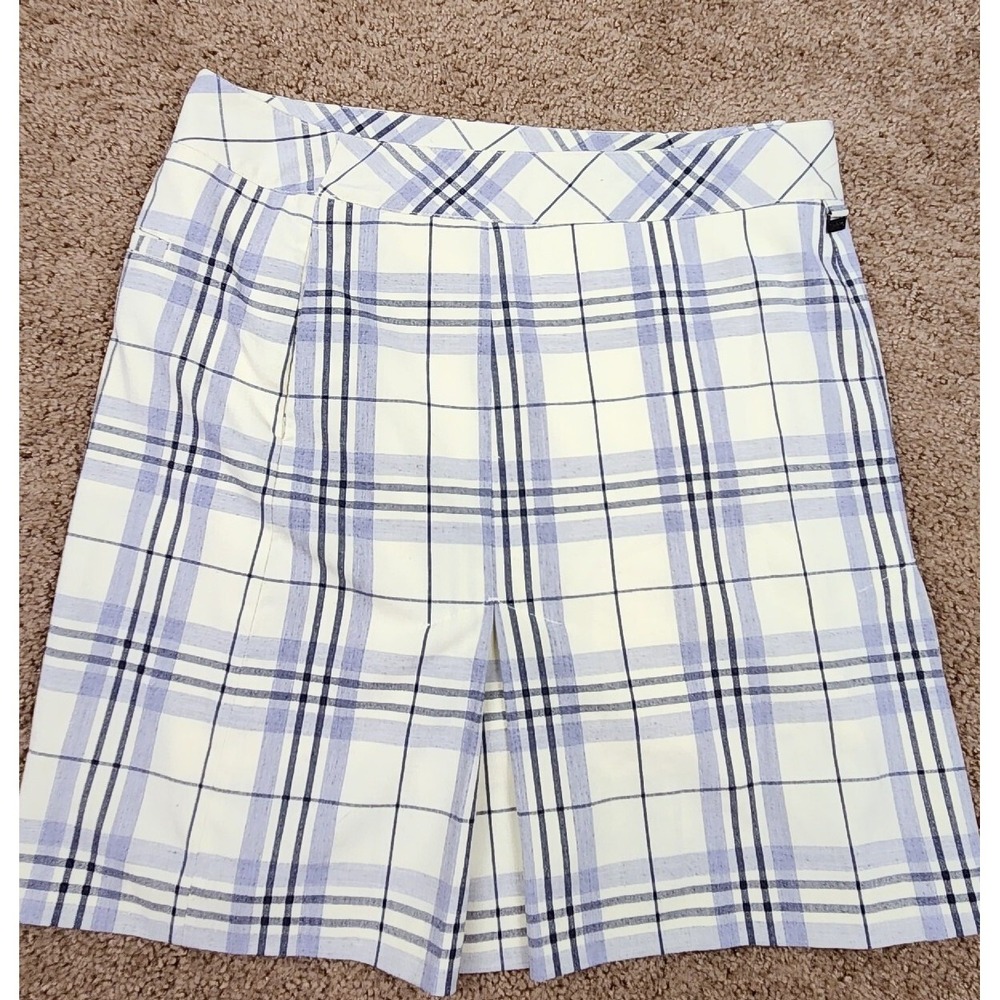 EP Pro Golf Skort Size 12 Plaid Pleated White Blue‎ Golf Casual Career
